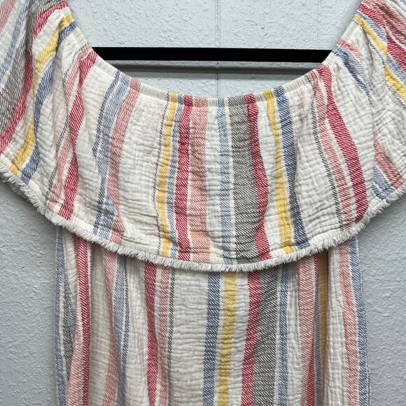 Allison Joy Gauzy Off Shoulder Ruffle Coastal Cowgirl Cottagecore Cotton Top XS - Picture 3 of 12